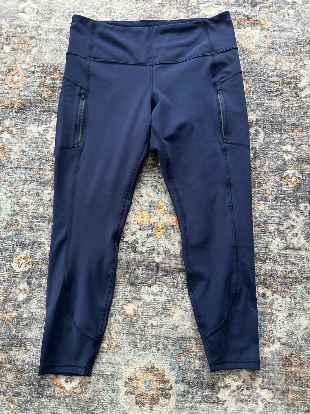 Athleta Rainier Tight Leggings Lined Reflective Pockets Navy - Size 1X